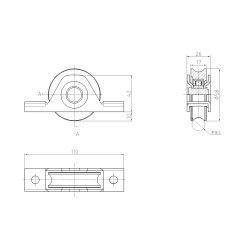 Vodiace koliesko ø 60mm pre zapustenie do jokla, pre profil C902/16 Vodiace koliesko ø 60mm pre zapustenie do jokla, pre profil C902/16